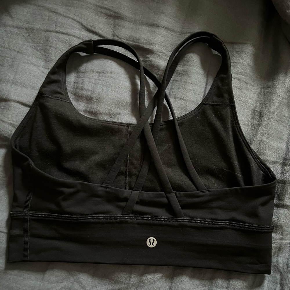 Lululemon energy bra long line, black, size 8